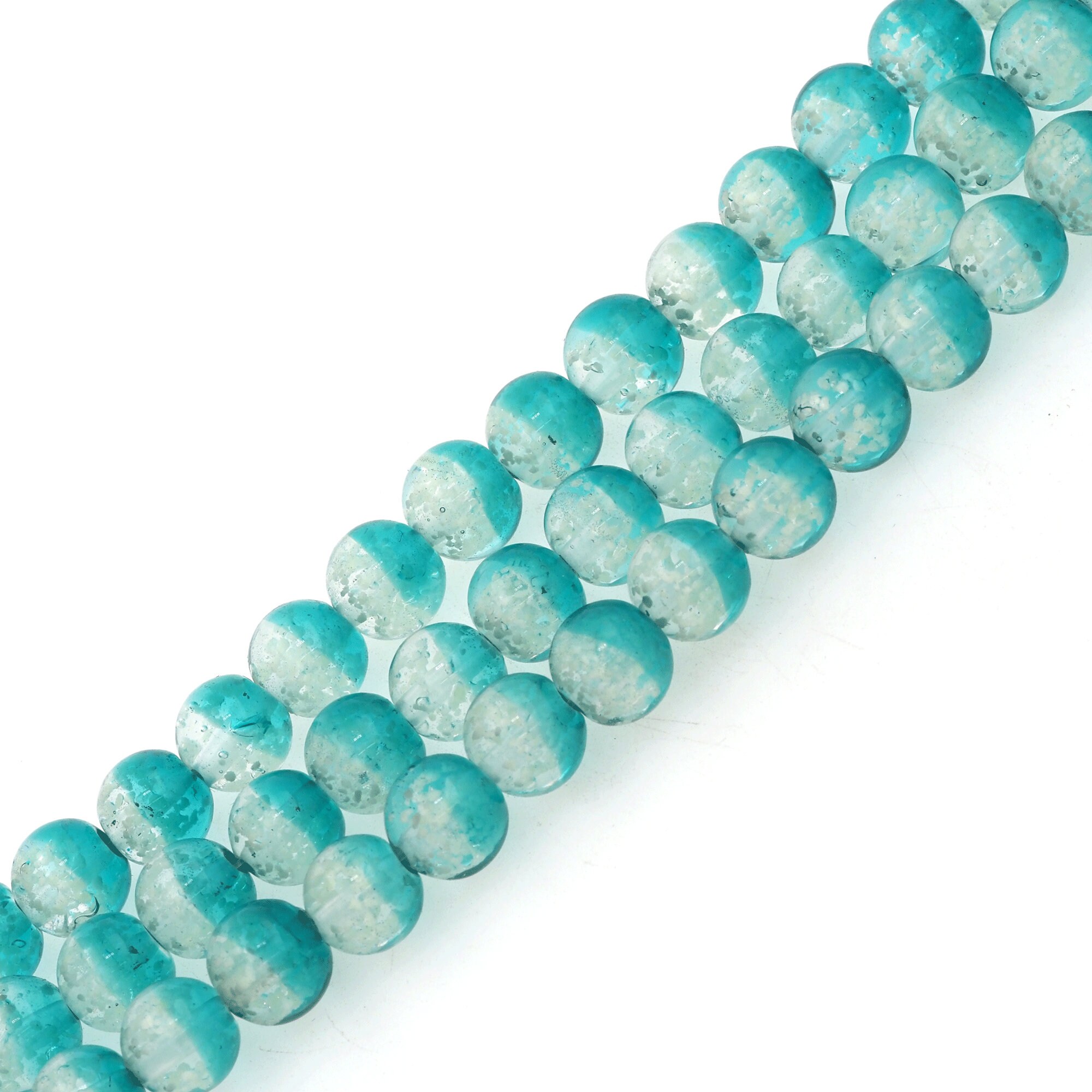Cyan ceramic beads, two-color glass beads, glass beads, used for DIY jewelry production 10mm, a string of 30