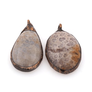 Bohemian Jewelry,Coral Jade Pendant,Coral Jade Necklace, Natural Stone Pendant,Natural Stone Necklace,Bronze Welded Coral Pendant43.5×23×8mm