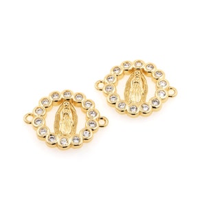 Our Lady Connector, Virgin Mary Connector, 18K Gold Filled Lady Connector, Bracelet Connector, DIY Jewelry Accessories 24x19x2mm