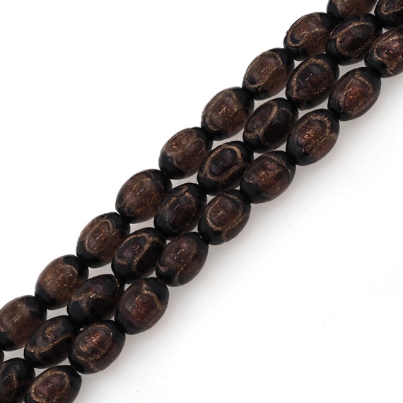 Gold thread striped glass jewelry, spiral Murano glass beads, gold leaf  glass loose beads, lampwork glass beads （9x13mm ）（10x16mm）