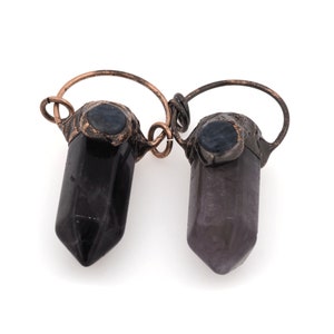 Boho Pendant, Amethyst Necklace, Crystal Necklace, Dot Crystal Pendant, Good Luck Crystal Pendant,Bronze Welded Amethyst Pendant, 29×72×22mm