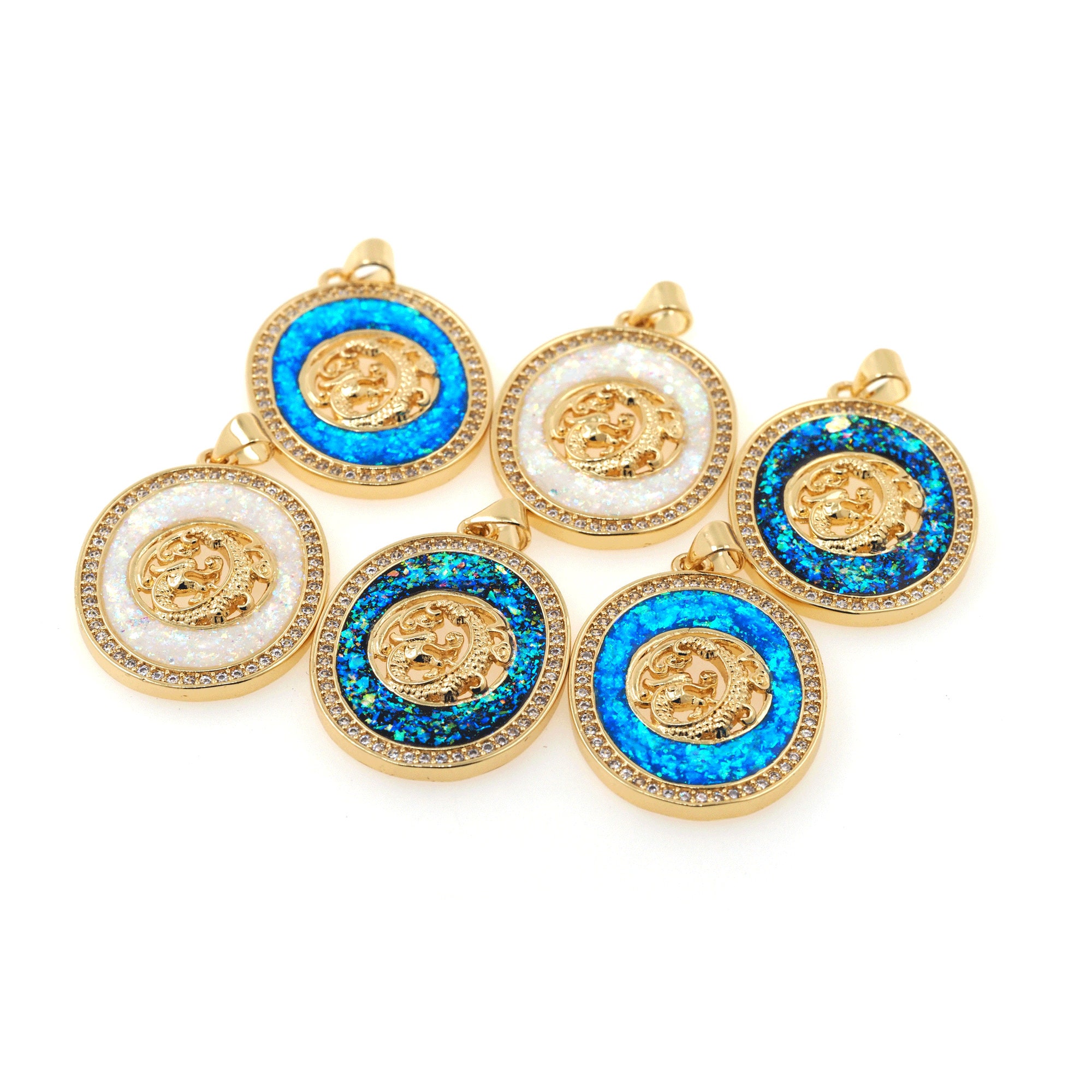 TM NETWORK Quantum デコガチャ ネックレス 激レア Micropavé CZ Oval Pendant, 18K Gold Filled Dragon Pendant, Fine