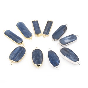 Boho Charm, Sapphire Connector, Gold Plated Connector, Natural Stone Connector, Bronze Soldered Sapphire Connector 50×32×9mm