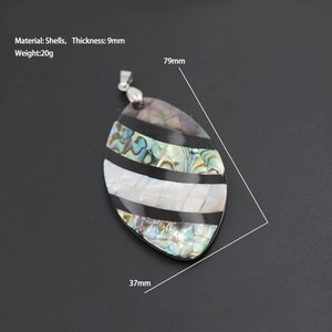 Oval abalone shell pendant, abalone shell pendant, mother of pearl abalone inlay shell necklace, New Zealand abalone mandala, 79x37x9mm