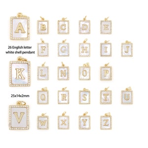 Sechsundzwanzig Englischer Buchstabe Anhänger, Valentinstag Geschenk, weißer Muschel Anhänger, Strand Muschel Schmuck, Strand Muschel, 25x14x2mm