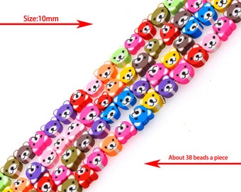 puppy clay beads, colorful dog head beads, colorful beads, polymer clay beads, beautiful soft clay beads, DIY crafts, clay discs, 10mm