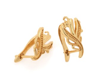 V字型イヤリング、リーフ型イヤリング、24Kゴールドフィルドの