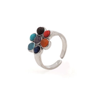 Colorful Raw Crystal Rings, Crystal Rings, Boho Rings, Adjustable Rings, Natural Gemstone Rings DIY Handmade 15x17x4.5mm