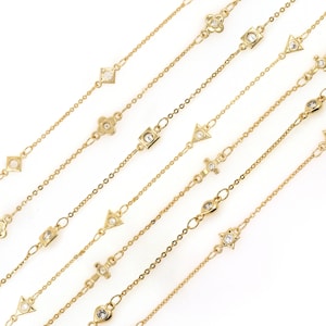 1 Meter, 24K vergoldete Schlüsselbeinkette, Sternkette, Dreieckmessingkette, halb fertige Halskette, DIY-Armband-Halskettenzubehör, 9x5x2mm