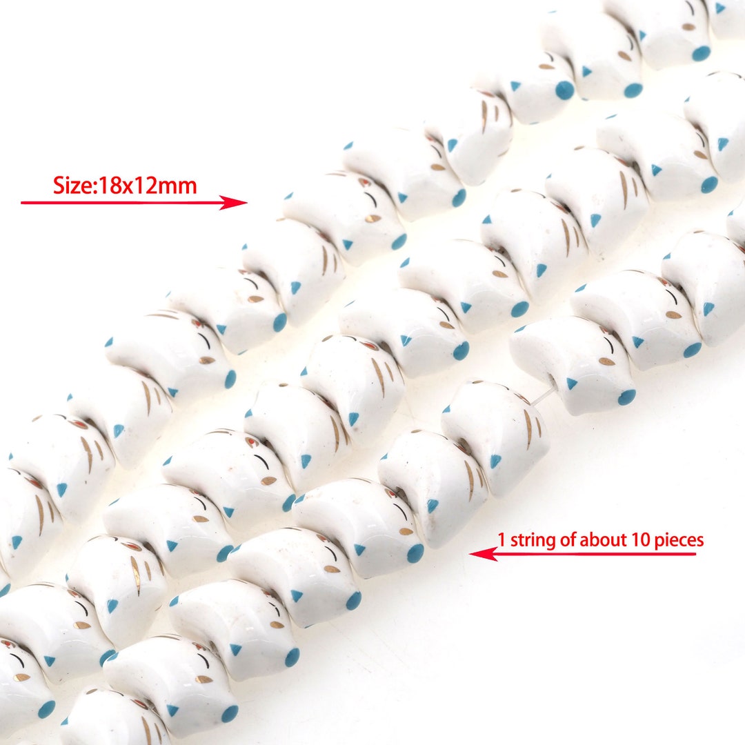 Piglet Ceramic Beads, Animal Glass Beads, Cute Piglet Ceramic Beads, Necklace Making Supplies