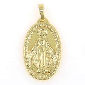 2PCS 18K gold plated Our Lady of Guadalupe pendant religious jewelry oval Our Lady pendant DIY jewelry