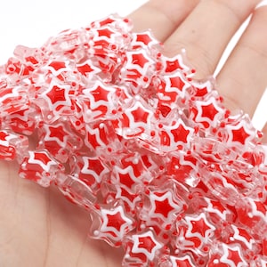 33pcs a string, star-shaped beads, glass lampwork beads, shiny beads, bracelet beads, opaque small beads, DIY jewelry making, 12x12x5.5mm