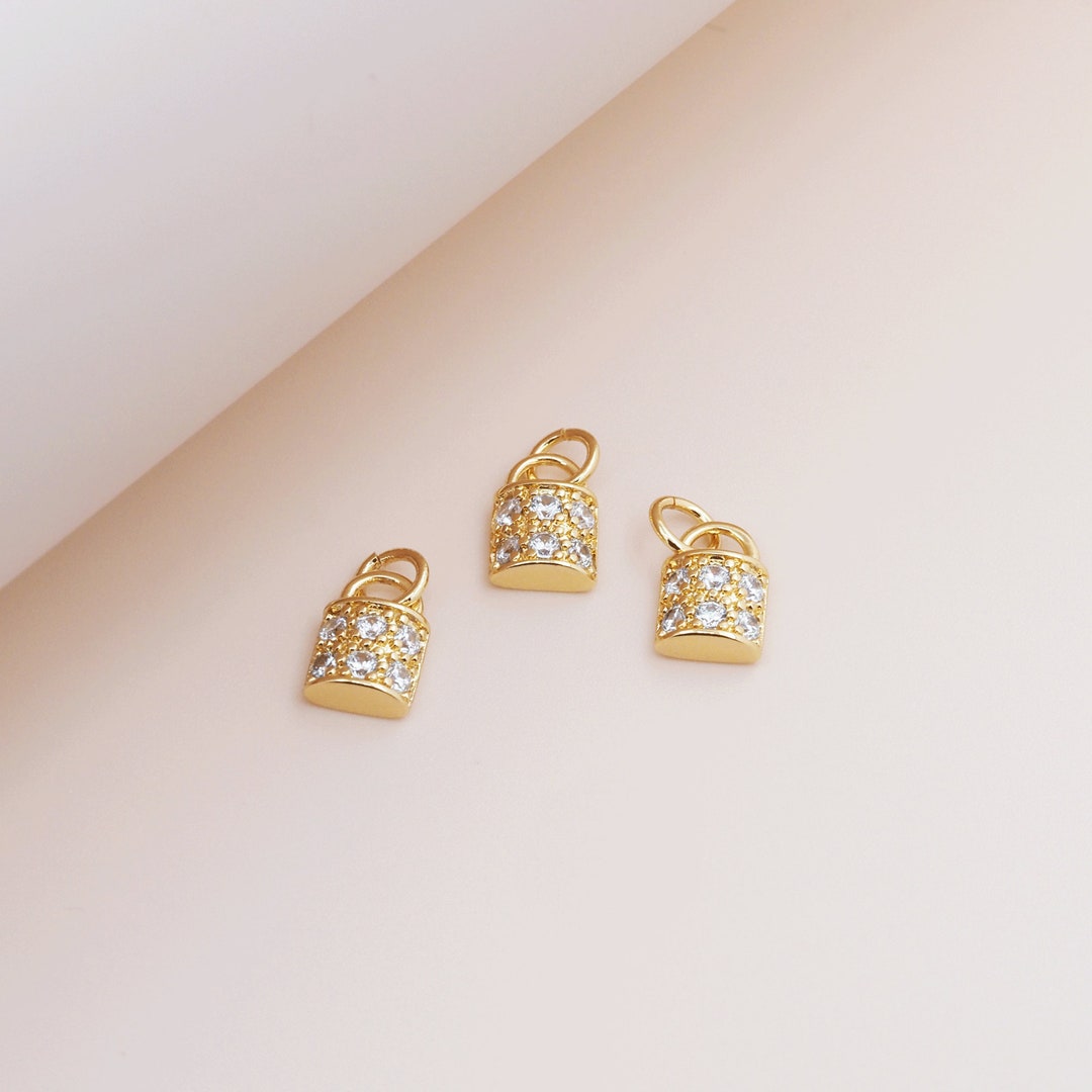 Small Gold Lock Pendant, Lock Pendant, 18K Gold Love Lock Pendant