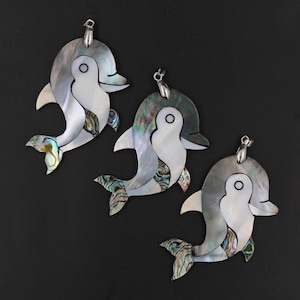 Dolphin pendant, light luxury abalone pendant, mother-of-pearl inlaid abalone pendant, fashion pendant, DIY jewelry