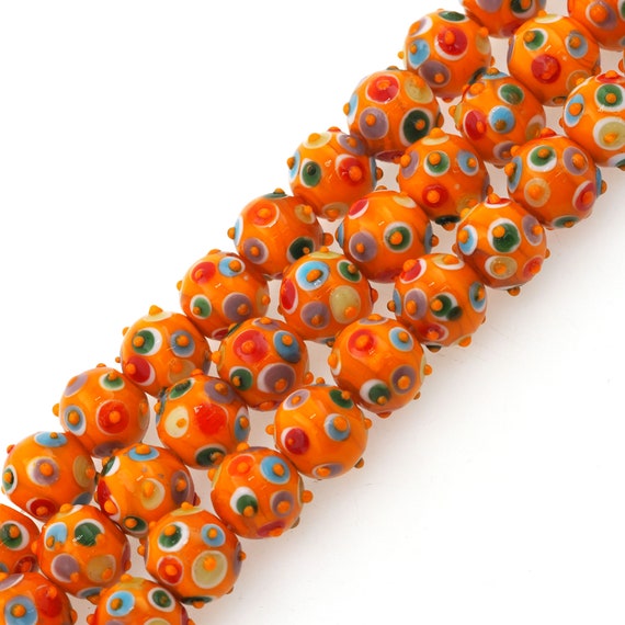 Orange lampwork glass beads,round ceramic beads,Murano glass beads,lampwork ceramic beads,lampwork glass beads 12mm 1 string 30pcs