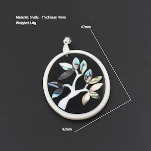 Tree of life pendant, abalone shell spliced white shell pendant, abalone shell pendant,mother of pearl abalone inlay shell necklace67x42x4mm