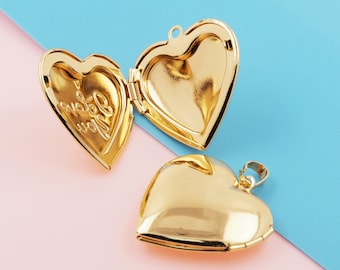 フォトボックスペンダント、ラブネックレス、フォトフレームペンダント、18K充填ハート型ペンダント、DIYジュエリーアクセサリー35x28x6mm