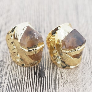 Open ring, citrienring, natuurlijke amethistring, boho-ring, verstelbare ring, 24-karaats vergulde amethistring, DIY-handgemaakt