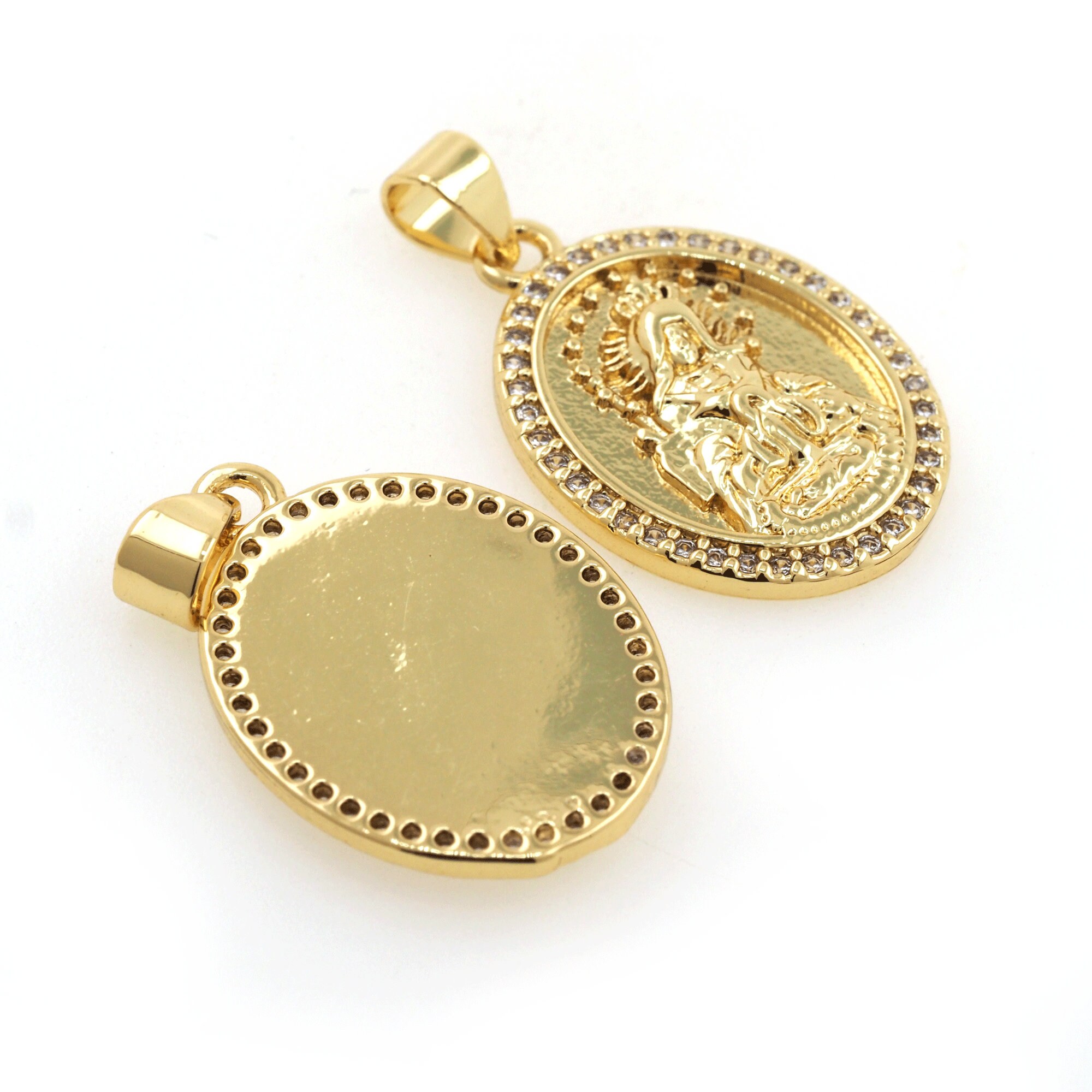 Virgin Mary Necklace,oval Pendant,18k Gold Plated Creative Pendant ...