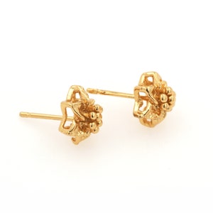 Flower Earrings, 24k Gold Filled Creative Earrings, Micropavé CZ Pierced Earrings, Gold Flower Earrings, Gift for Her, 1 Pair