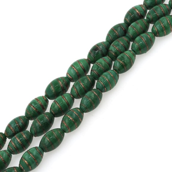 Gold line striped glass jewelry, spiral ceramic beads, Murano glass beads,  striped glass beads, lampwork glass beads 10x16mm string 25pcs