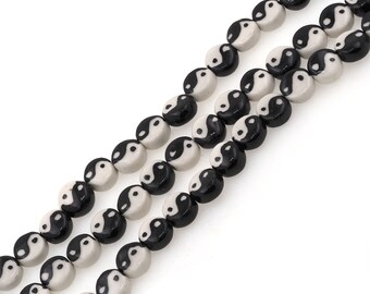 Tai Chi ceramic beads, Yin Yang glass beads, ceramic beads, polymer clay beads,loose ceramic beads, glazed ceramic for DIY crafts 10mm Other