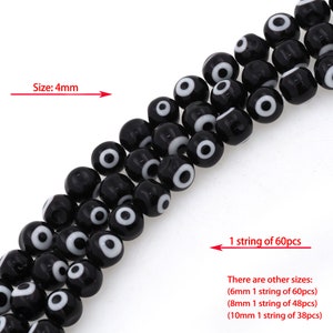 black ceramic beads, devil's eye glass beads, ceramic beads, evil eye ceramic beads, loose ceramic beads, glazed ceramic for DIY crafts 4mm
