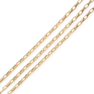 1 m, 18K Gold gefüllte rechteckige Kette, zarte Kette, trendige Schlüsselbeinkette, halb fertige Halskette, DIY-Armband-Halskettenzubehör, 5 x 3 mm