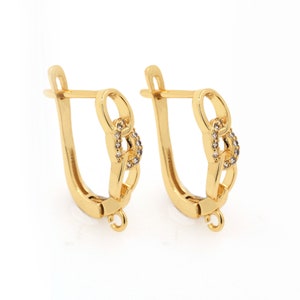 Gold Plated Earrings, Fashion Earrings, 24k Gold Filled Creative Earrings, Micropavé CZ Pierced Earrings, Drop Earrings,Gift for Her, 1 Pair