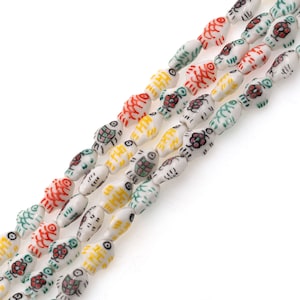 Small fish ceramic beads, antique style glass beads, fish-shaped ceramic beads, necklace making supplies, DIY crafts 15x12mm