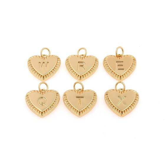 Letter Pendant, Heart Pendant, Gold Plated Pendant, CZ