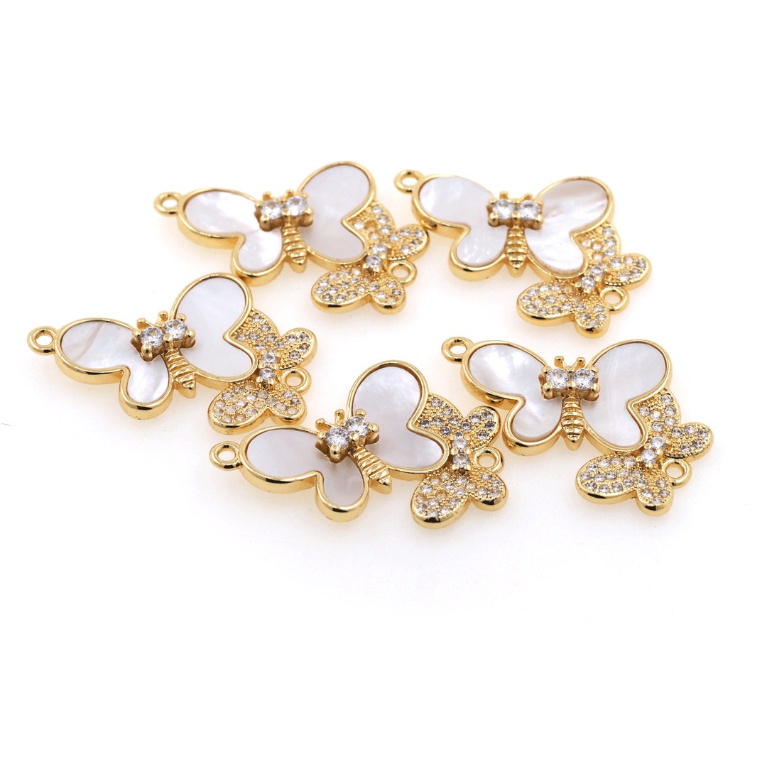Insect Inlays Insect Connector, 18K Gold Plated Butterfly Connector, Micro Dense ...