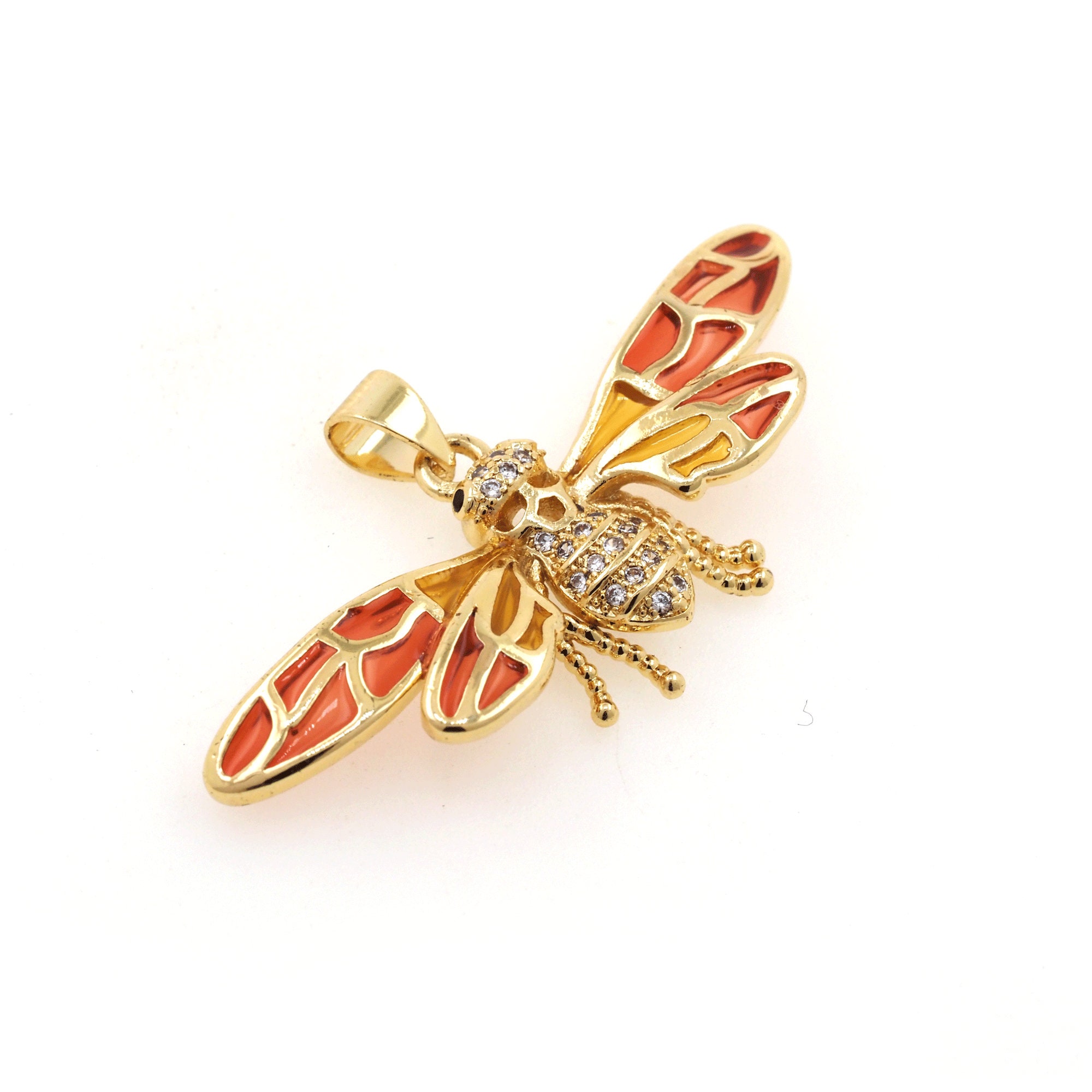 Flying Insect Pendent Flying Insect Pendant, Simple Pendant, 18K Gold Enamel Pendant ...