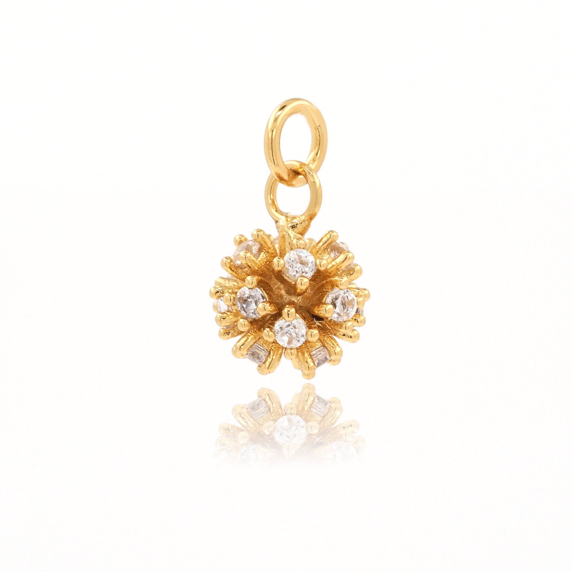 Bacteria Pendant, Bio Necklace, 18k Gold Filled Bio Charm, Micropavé CZ Bacteria Pendant, DIY Jewelry Accessory 9.5x7x7mm