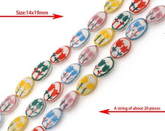 Flower ceramic beads, gifts for her, flower art ceramic beads, handmade ceramic beads, necklace making, DIY crafts 14x19mm