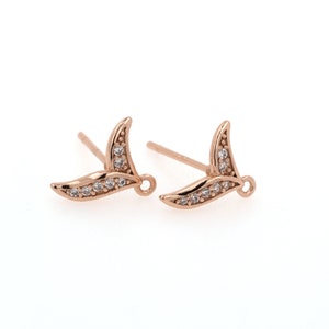 Leaf Earrings, Simple Stud Earrings, 24k Gold Filled Creative Earrings, Micropavé CZ Pierced Earrings, Wings Earrings, Gift for Her, 1 Pair