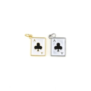 トランプペンダント 18K ゴールドメッキ トランプペンダント エナメルカードネックレス ブラック トランプ DIY ジュエリーアクセサリー