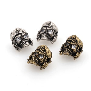 Antique Skull Spacer, Lanyard Skull Beads, Engraved Skull Spacer, Bracelet Necklace Spacer, DIY Jewelry Making Supplies 13x11mm