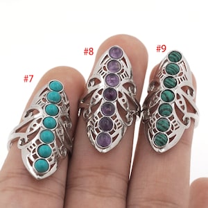 Hippie Rings, Crystal Rings, Boho Rings, Adjustable Rings, Natural Gemstone Rings DIY Handmade 37x16x5.5mm
