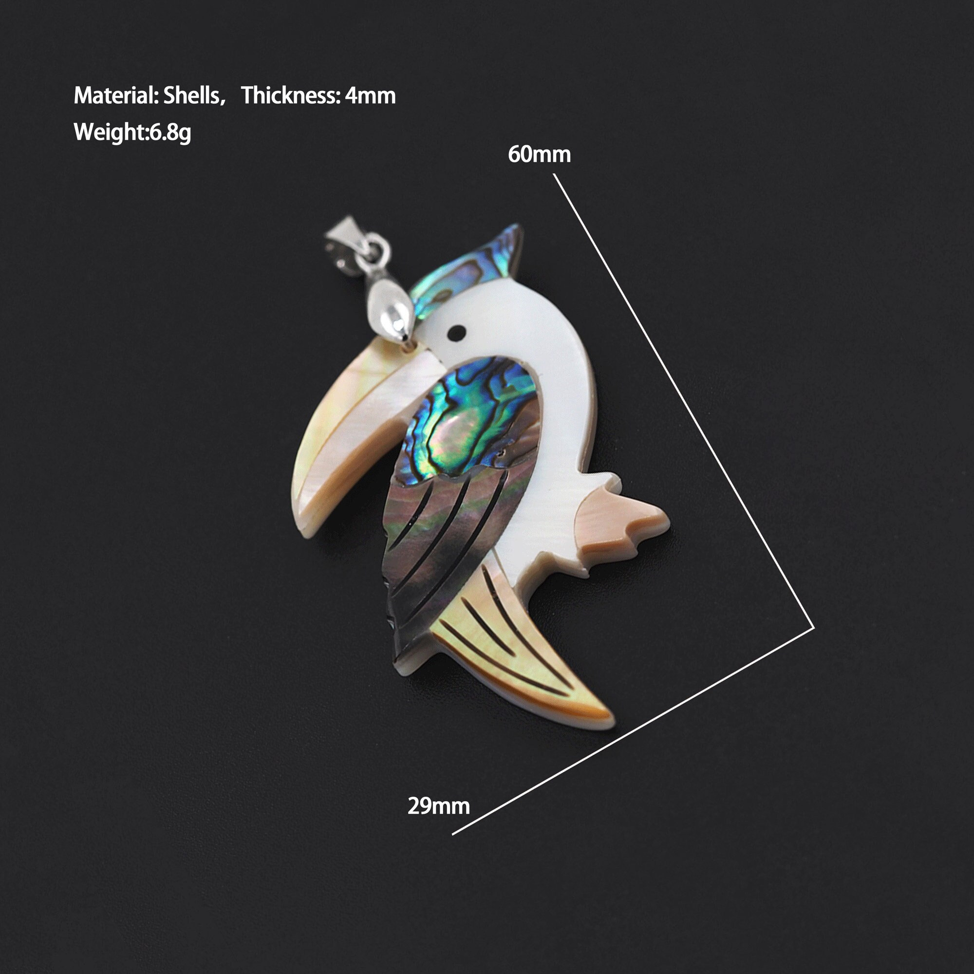 アワビ貝ペンダント、ビーチシェルジュエリー、マザーオブパール象嵌