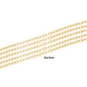 1 m, 24K gold filled klassische Kette, schlichte Kette, Messingkette, halb fertige Kette Halskette, DIY Armband Halskettenzubehör, 4 mm