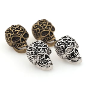 Antique Skull Spacer Beads, Skull Spacer Beads, Paracord Beads, Bracelet Necklace Spacers, DIY Jewelry Making Supplies 14x19mm