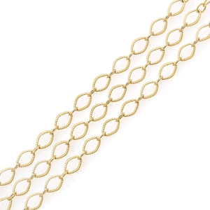 1 m, 24k gold filled texturierte Kette, einfache Schlüsselbein Kette,Messing Kette,halb fertige Halskette,DIY Armband Halskette Zubehör,6 x 8 mm