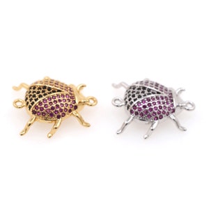 Insect connector, reptile pendant, 18K gold-plated connector, microcrystalline stone bracelet connector, DIY jewelry accessories 18.5x18x7mm