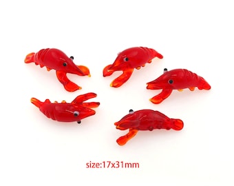 ロブスター振り子、ロブスターカー振り子、かわいいロブスター、海の生き物、ザリガニ、DIYジュエリー用品 17 x 31 mm