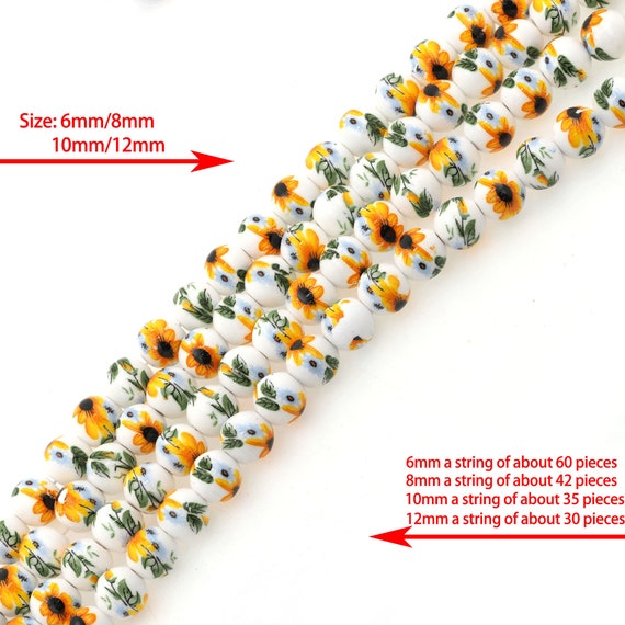 20 Pezzi Di Perline In Ceramica A Forma Di Girasole Di Colori