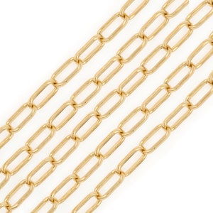 1 Meter, 24K Gold Filled Kette Büroklammer Kette, Messing Kette, halb fertige Kette Halskette, DIY Armband Halskette Zubehör, 13x6 mm