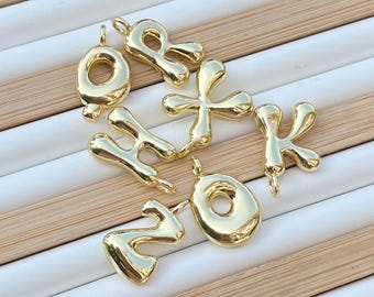 Glossy letter pendant bubble letter 18K gold plated bubble letter pendant fashion pendant DIY jewelry