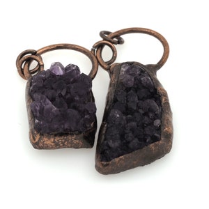 Bohemian Crystal, Amethyst Pendant, Irregular Necklace, Amethyst Necklace, Crystal Pendant, Bronze Welded Amethyst Pendant 24×52×12mm