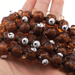 10PCS, bear spacer beads, bear spacer beads, animal beads, glass lampwork beads, bracelet beads, DIY jewelry making, 18x13x16mm